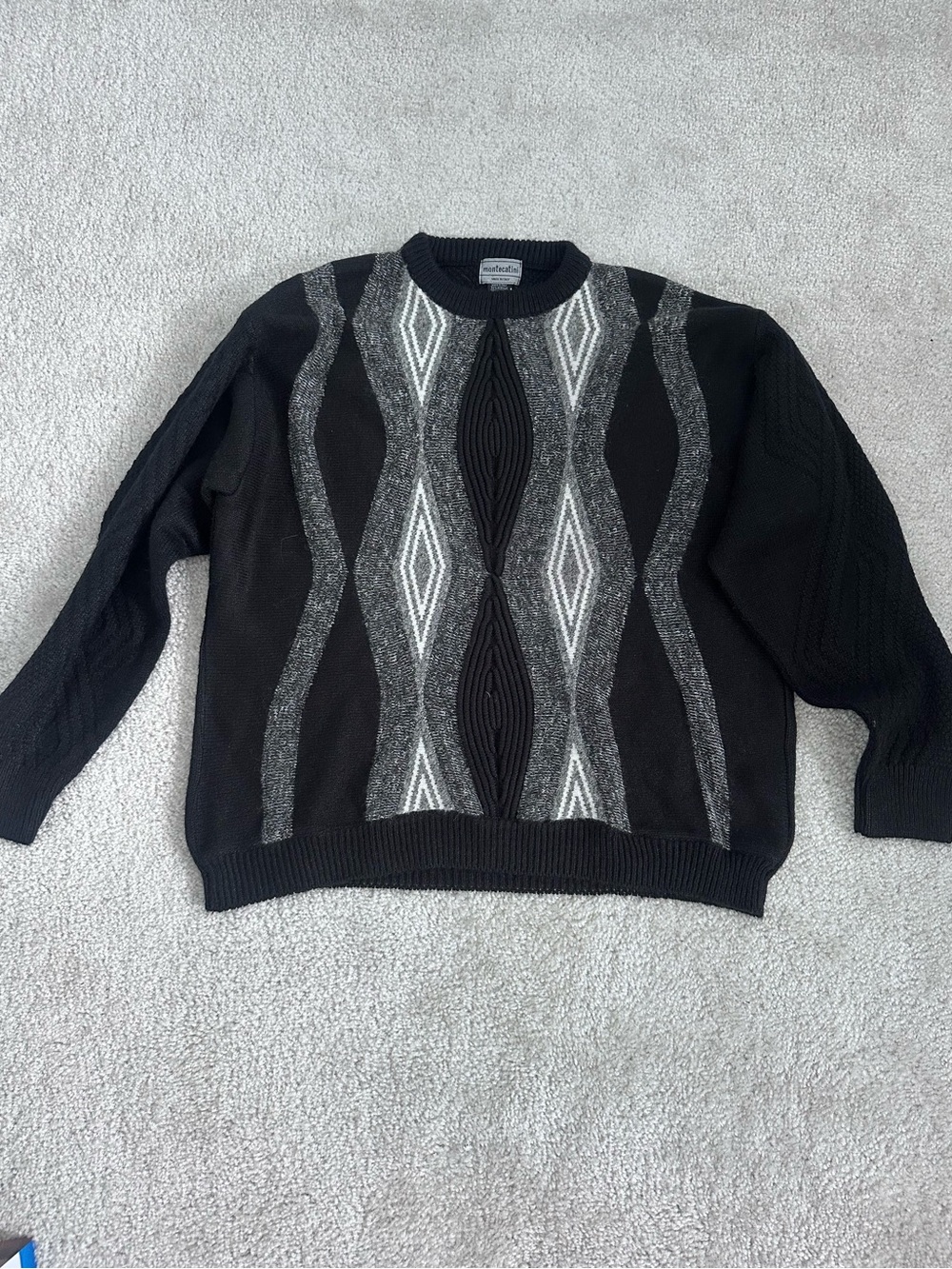 Vintage Montecatini Men’s Wool Blend Sweater Geometric Size L